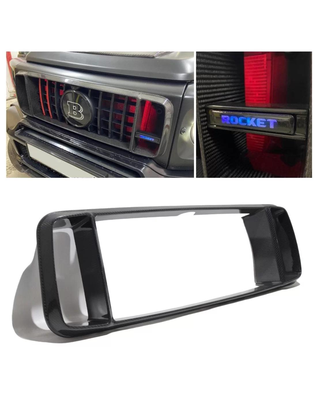 Inserção da estrutura da grelha Brabus Rocket G900 em fibra de carbono para Mercedes-Benz W463a W464 Mercedes-Benz, Mercedes-Ben