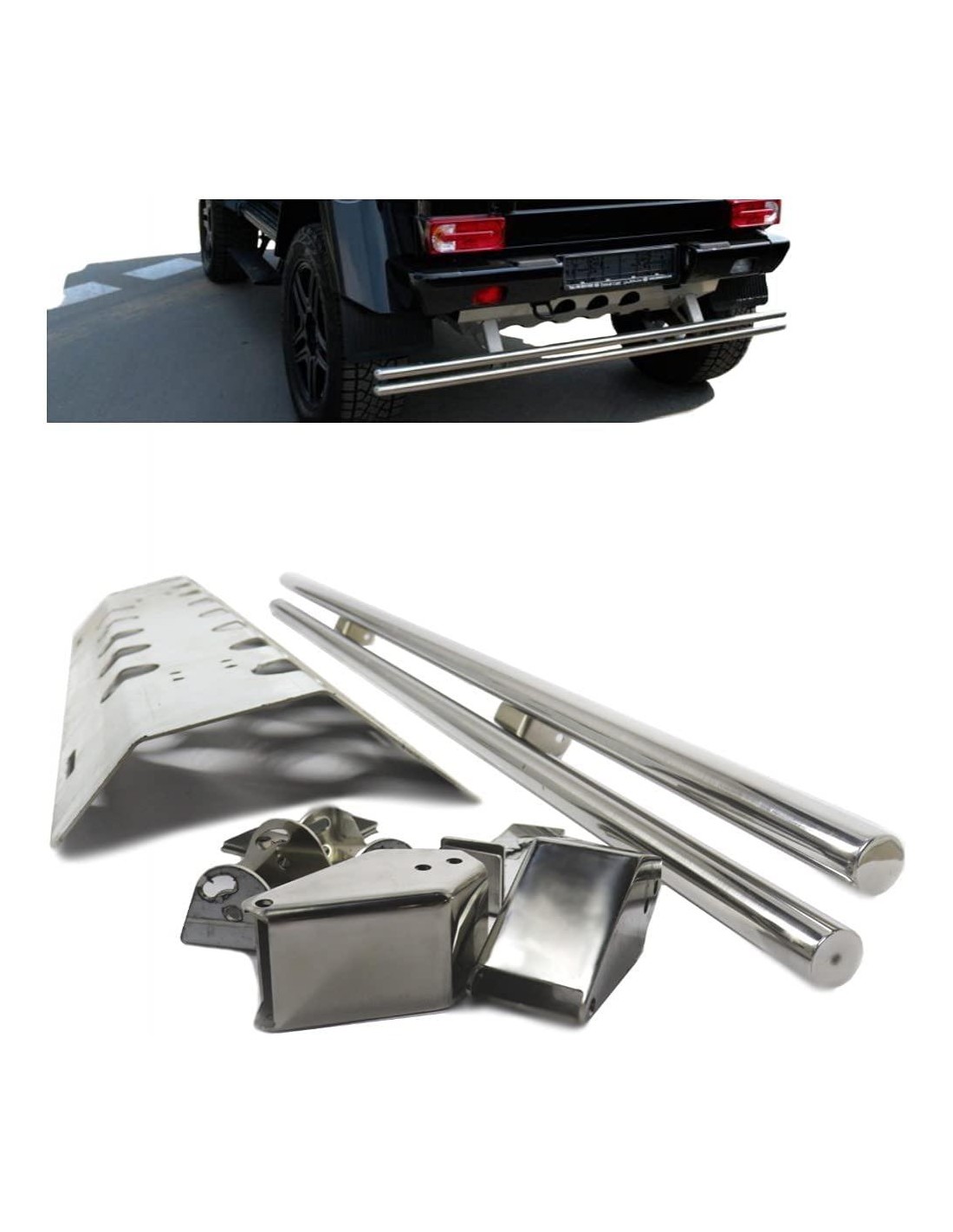 - Mercedes-Benz - Stainless steel rear skid plate with pipes for Mercedes-Benz W463 4x4 - 1 - Buy a Stainless Steel Rear Skid P - Mercedes-Benz - Stainless steel rear skid plate with pipes for Mercedes-Benz W463 4x4 - 1 - Buy a Stainless Steel Rear Skid P