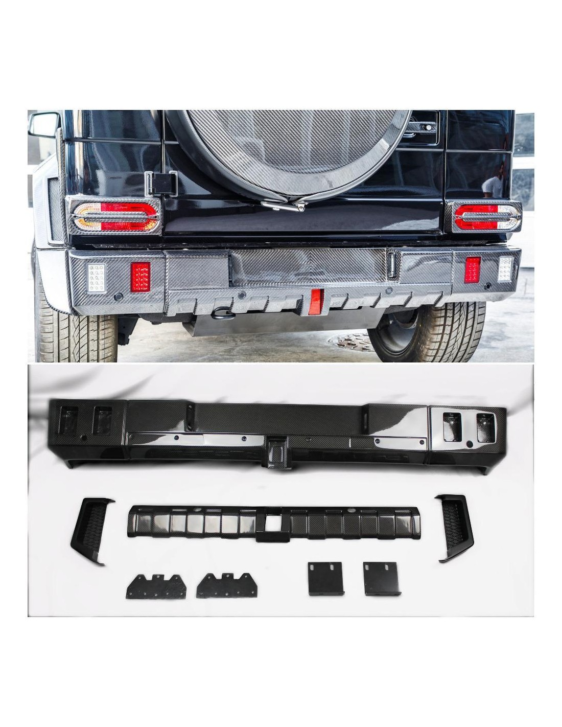 - Mercedes-Benz - Para-choques traseiro Brabus 4x4 em fibra de carbono com difusor para Mercedes-Benz W463 G-Wagon - 1 - Melhor  - Mercedes-Benz - Para-choques traseiro Brabus 4x4 em fibra de carbono com difusor para Mercedes-Benz W463 G-Wagon - 1 - Melhor