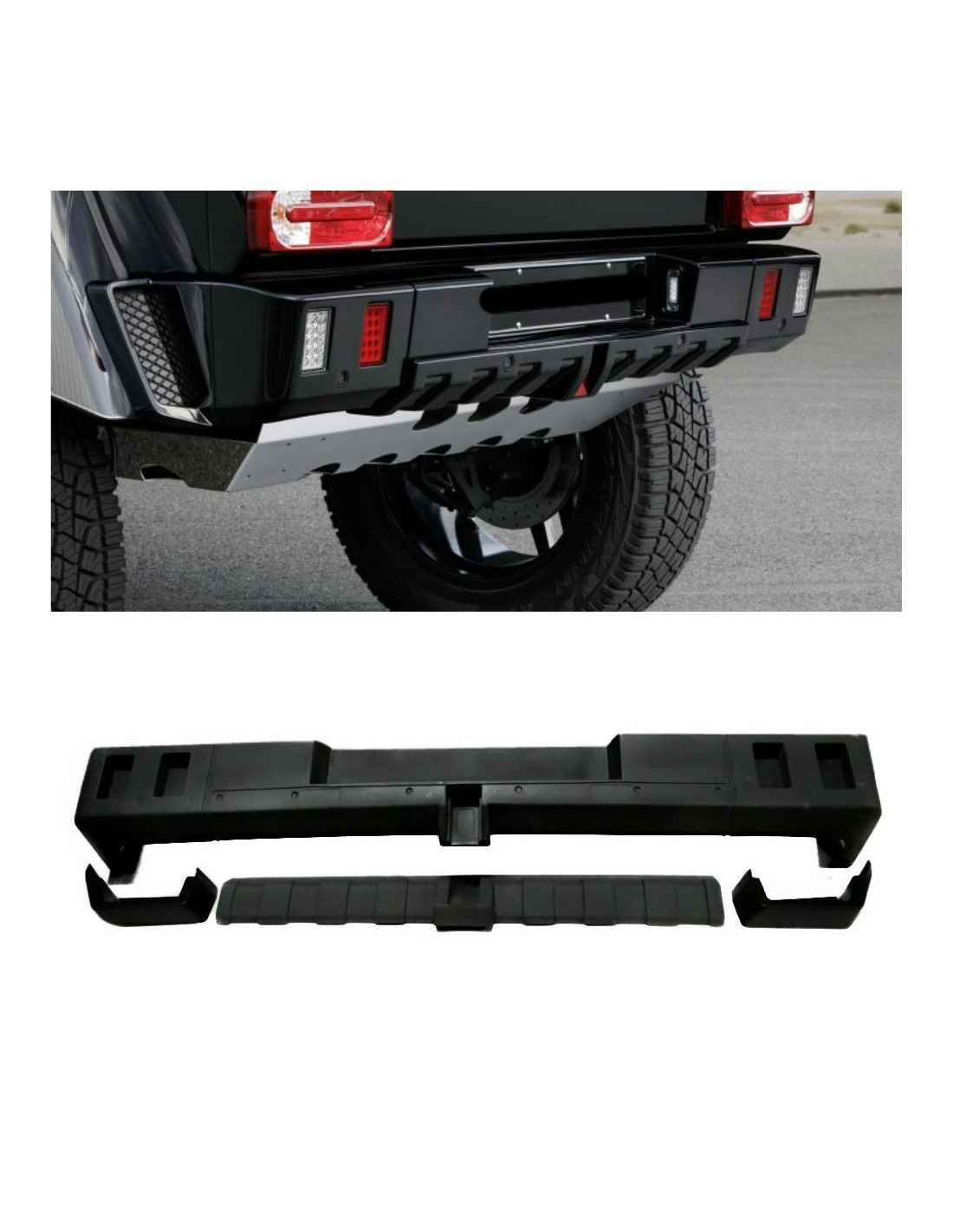  - Mercedes Benz - Parachoques trasero Brabus 4x4 de fibra de vidrio con difusor para Mercedes-Benz G-Wagon W463 - 1 - Actualice
