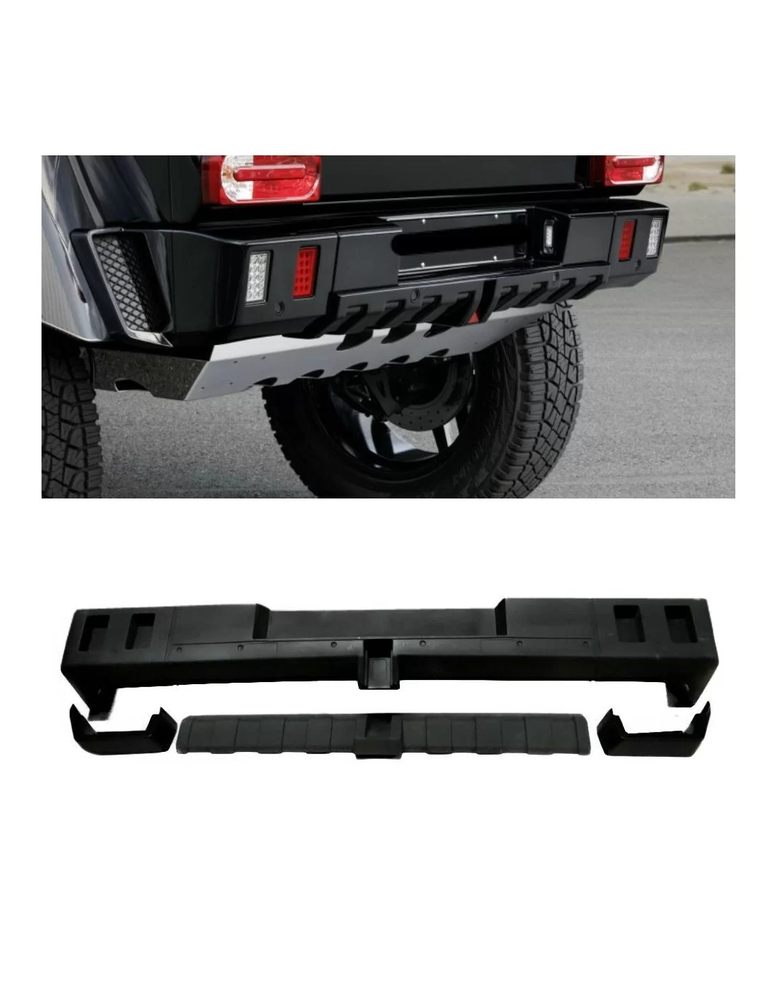  - Mercedes Benz - Parachoques trasero Brabus 4x4 de fibra de vidrio con difusor para Mercedes-Benz G-Wagon W463 - 1 - Actualice