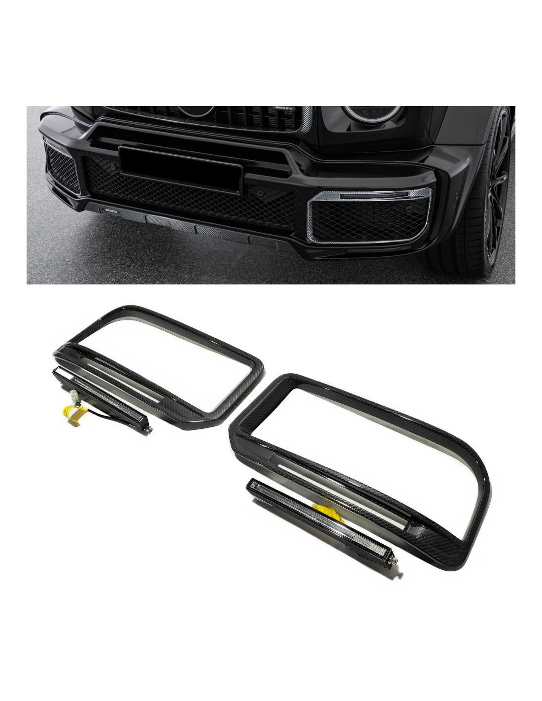 Сarbon fibra parachoques delantero marcos inserciones con luces led Widestar Brabus para Mercedes-Benz W463A G... Mercedes Benz, Сarbon fibra parachoques delantero marcos inserciones con luces led Widestar Brabus para Mercedes-Benz W463A G... Mercedes Benz,