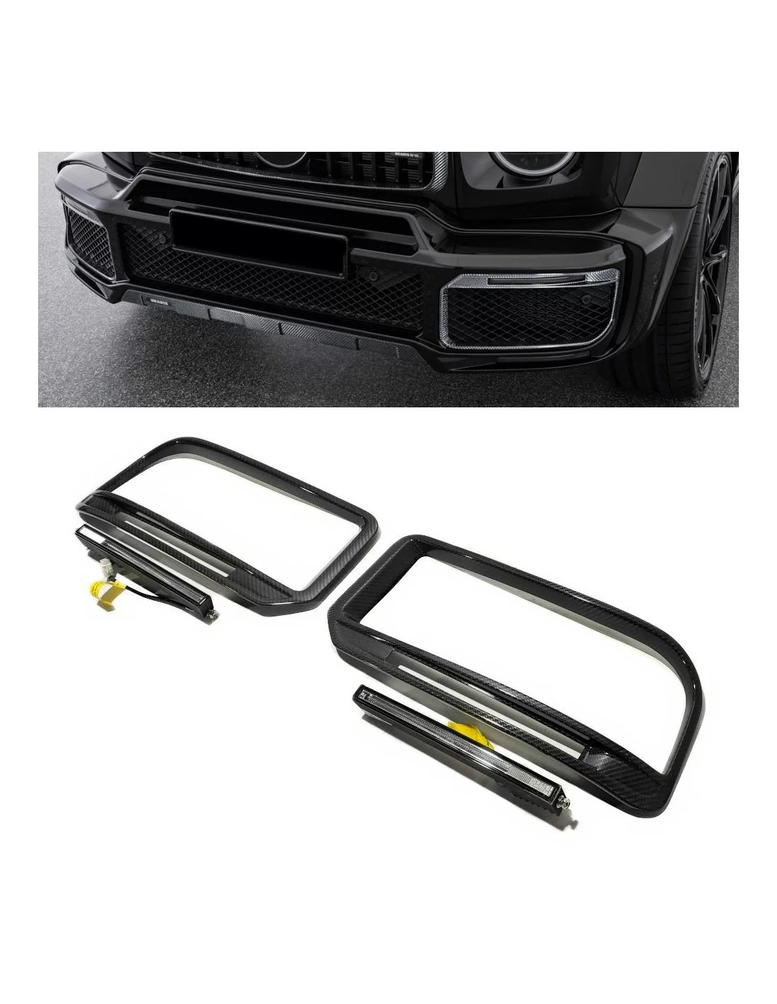 Сarbon fiber voorbumper frames inzetstukken met led verlichting Widestar Brabus voor Mercedes-Benz W463A G... Mercedes-Benz, Mer Сarbon fiber voorbumper frames inzetstukken met led verlichting Widestar Brabus voor Mercedes-Benz W463A G... Mercedes-Benz, Mer
