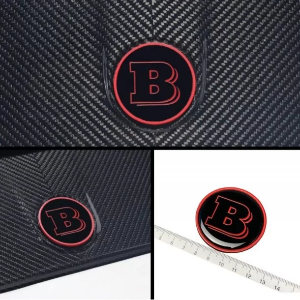  - Logos & Emblems - Metallic 2-component black & red Brabus badge logo hood scoop Mercedes W463 W463A W464 G-Class - 1 - Buy th