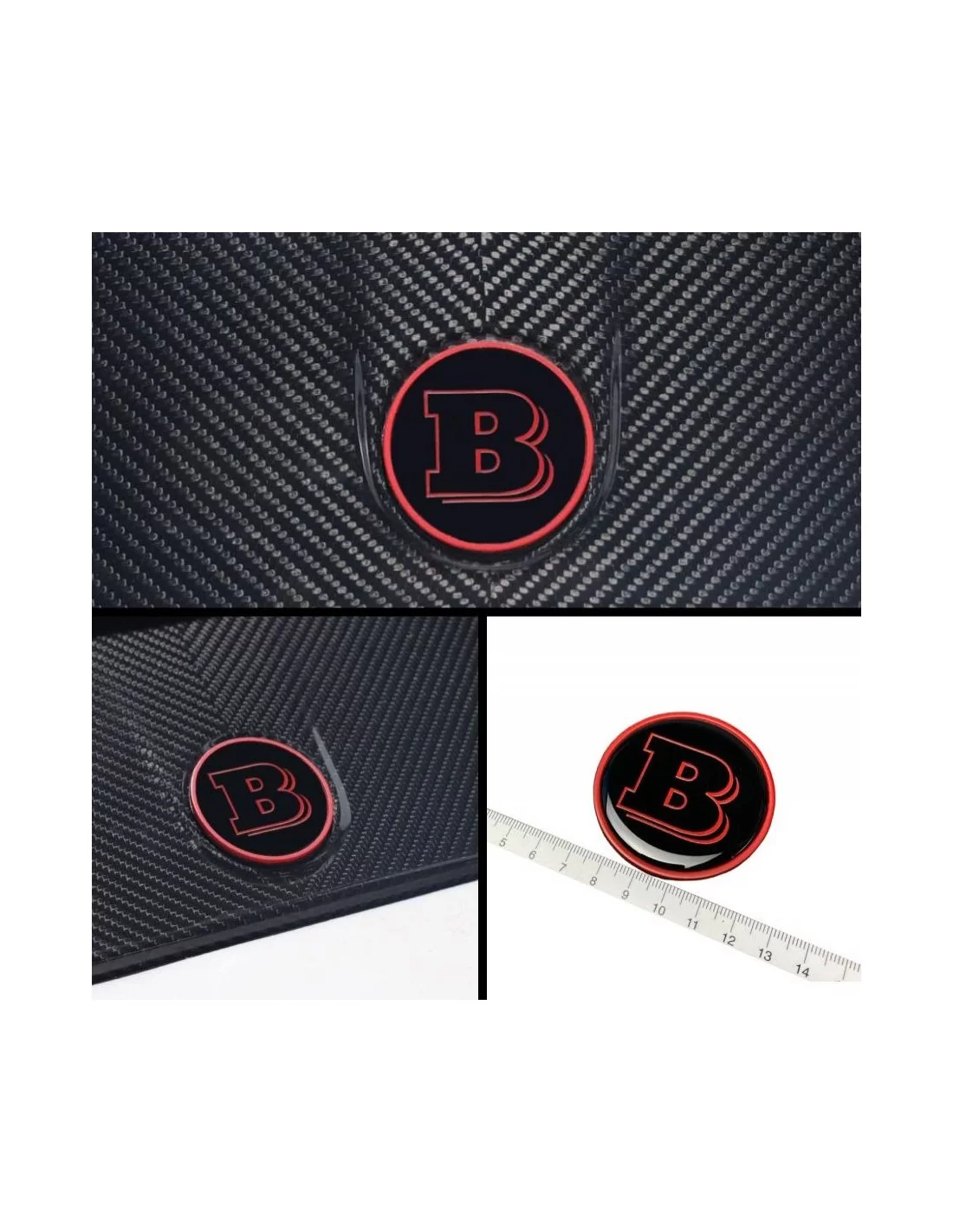  - logo & Emblems - Écope de capot à logo Brabus noir et rouge métallisé à 2 composants Mercedes W463 W463A W464 Classe G - 1 - 