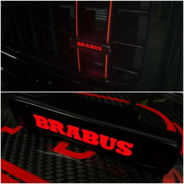  - Logos & Emblems - Grelha dianteira estilo Brabus emblema com logótipo iluminado por LEDs vermelhos para Mercedes-Benz - 1 - C