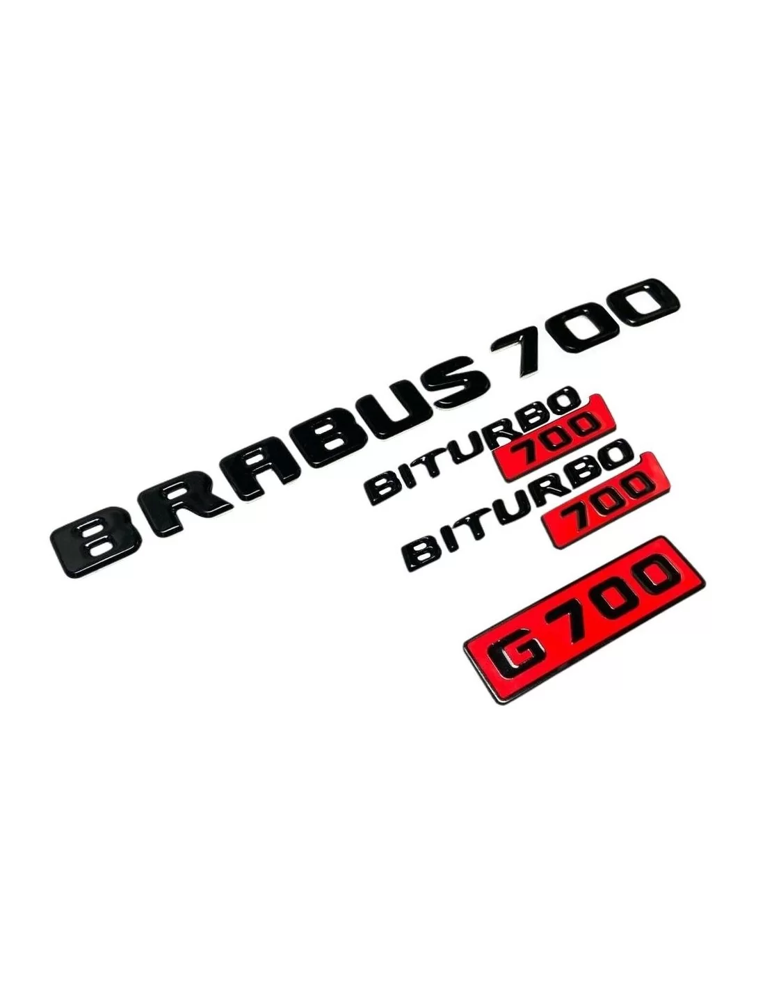  - Logos & Emblems - Metallic Brabus 700 Biturbo Grill G700 black red emblems for Mercedes-Benz W463 G Class W463A W464 G63 GT G