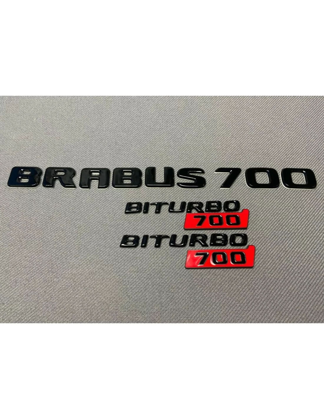  - logo & Emblems - Metallic Brabus 700 Biturbo Grill G700 schwarz rot Embleme für Mercedes-Benz W463 G Klasse W463A W464 G63 GT