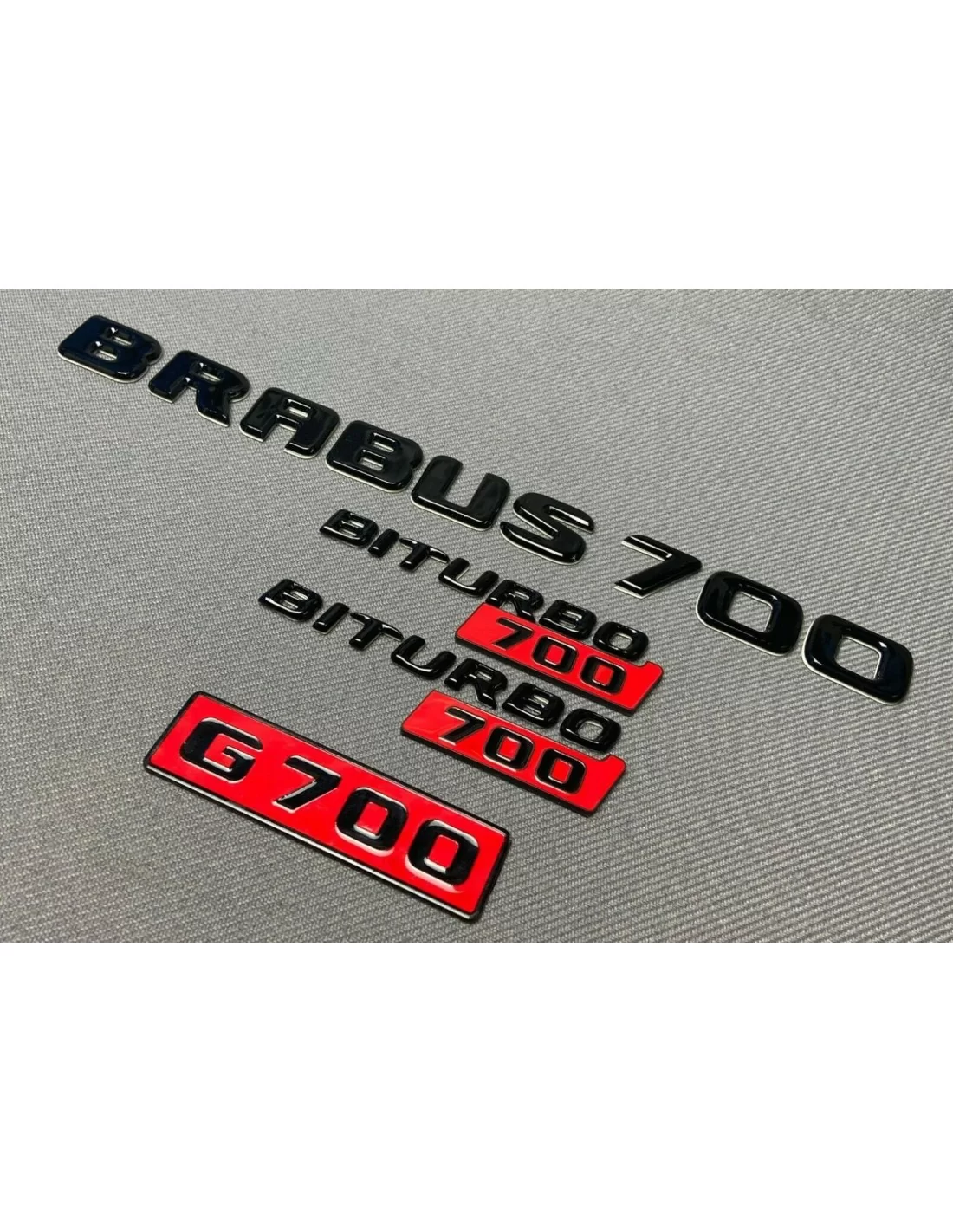  - logo & Emblems - Metallic Brabus 700 Biturbo Grill G700 schwarz rot Embleme für Mercedes-Benz W463 G Klasse W463A W464 G63 GT