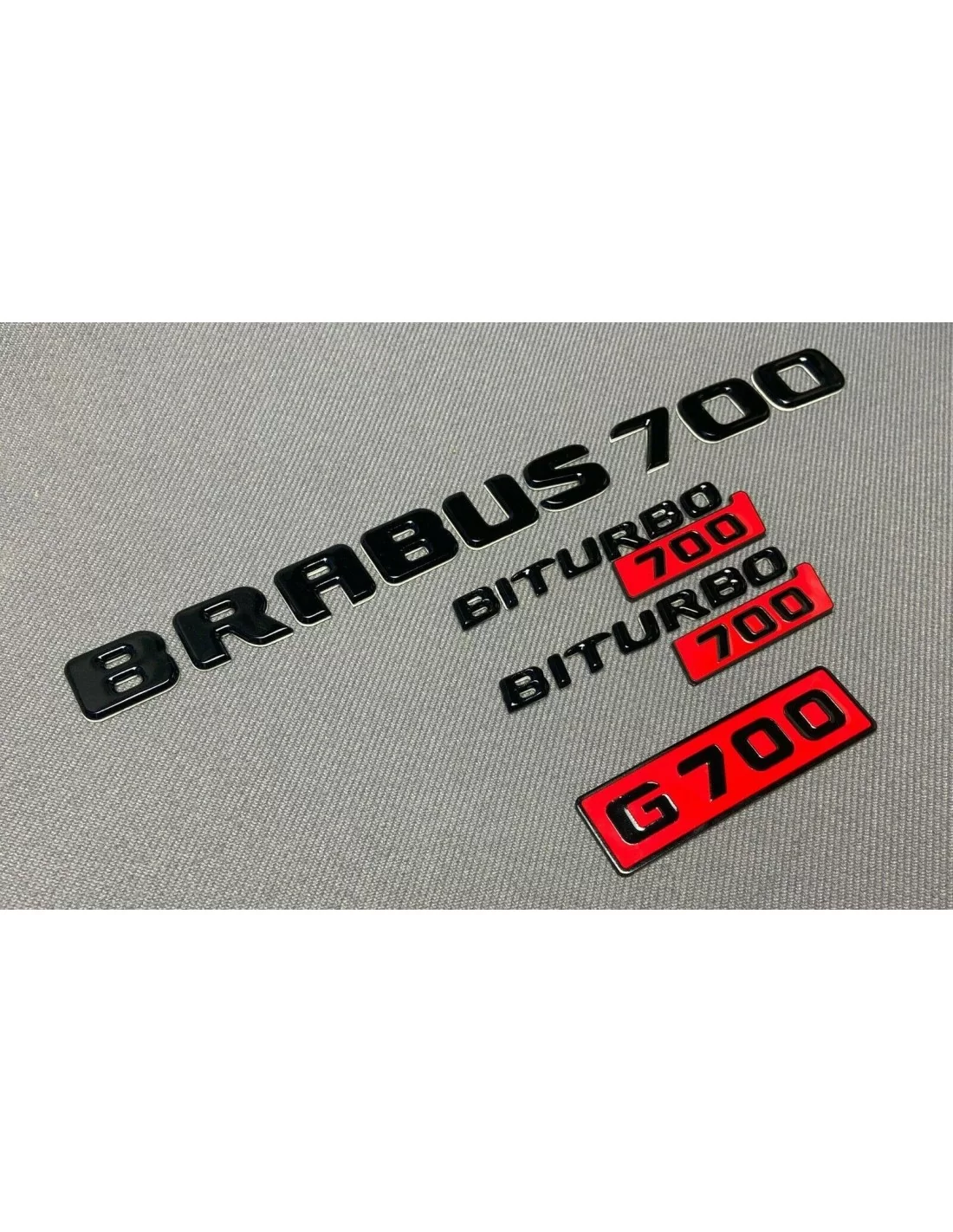  - Logos & Emblems - Metallic Brabus 700 Biturbo Grill G700 black red emblems for Mercedes-Benz W463 G Class W463A W464 G63 GT G