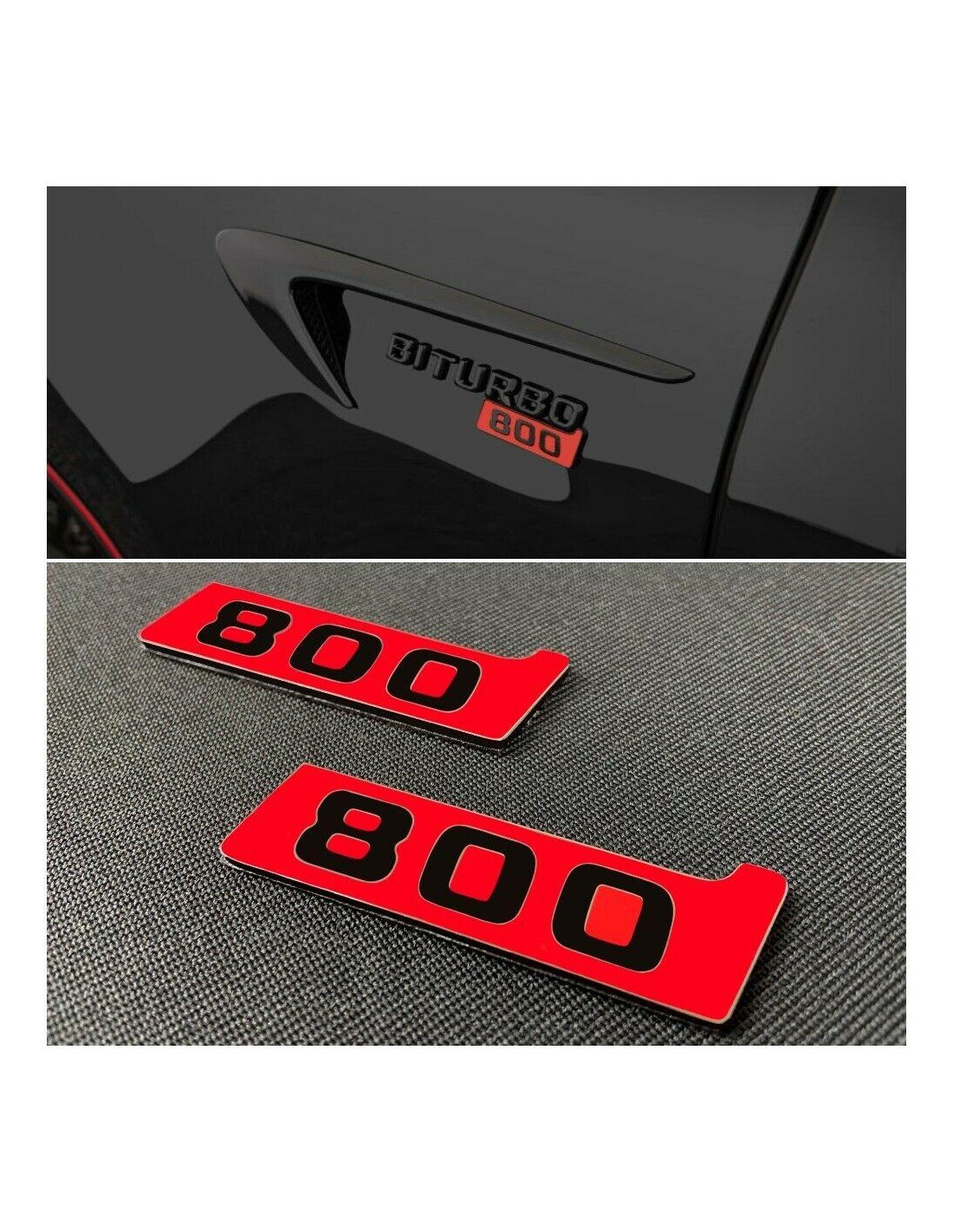 - Logos & Emblems - Conjunto de emblemas metálicos com o logótipo da placa lateral Brabus BITURBO 800 para Mercedes-Benz - 1 -   - Logos & Emblems - Conjunto de emblemas metálicos com o logótipo da placa lateral Brabus BITURBO 800 para Mercedes-Benz - 1 -