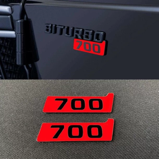  - logo & Emblems - Set di targhette laterali metallizzate Brabus 700 BITURBO Style per Mercedes-Benz - 1 - Acquista le targhett