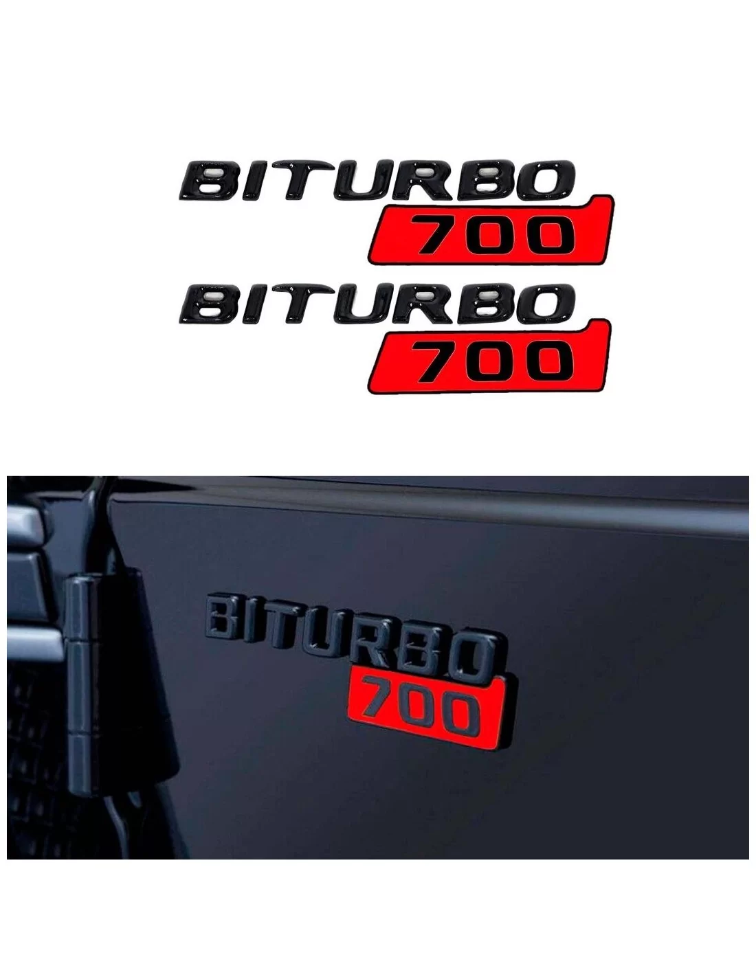  - logo & Emblems - Metallic Brabus BITURBO 700 Side Plate Logo-Plaketten-Set für Mercedes-Benz Fahrzeuge - 1 - Kaufen Sie das M