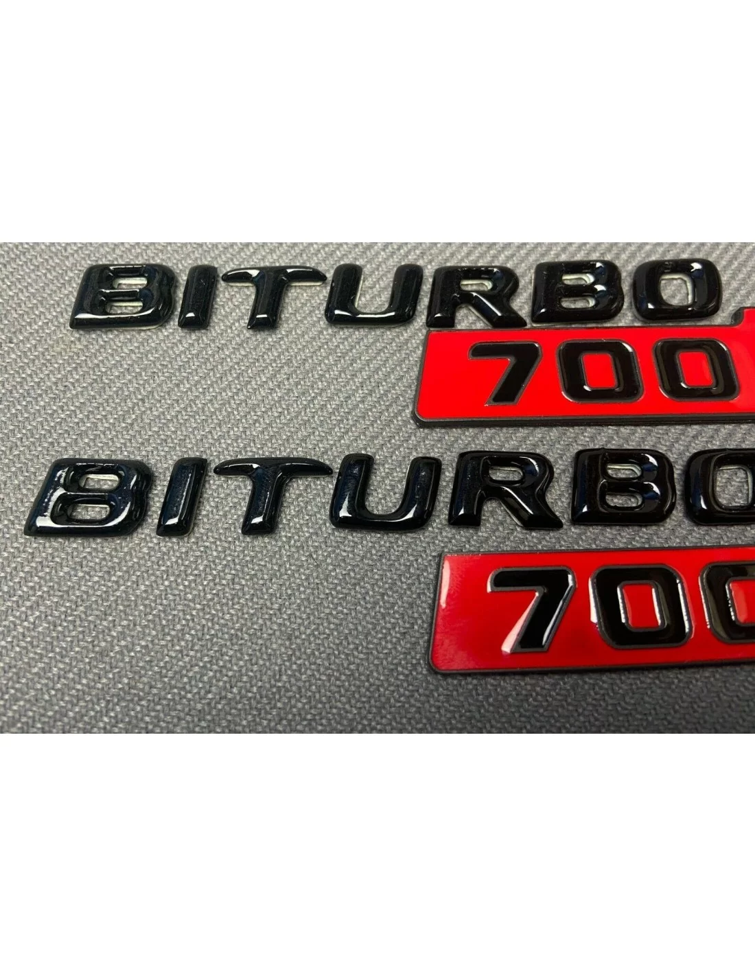  - logo & Emblems - Plaque latérale Brabus BITURBO 700 métallisée avec logo pour voitures Mercedes-Benz - 2 - Achetez le jeu de 