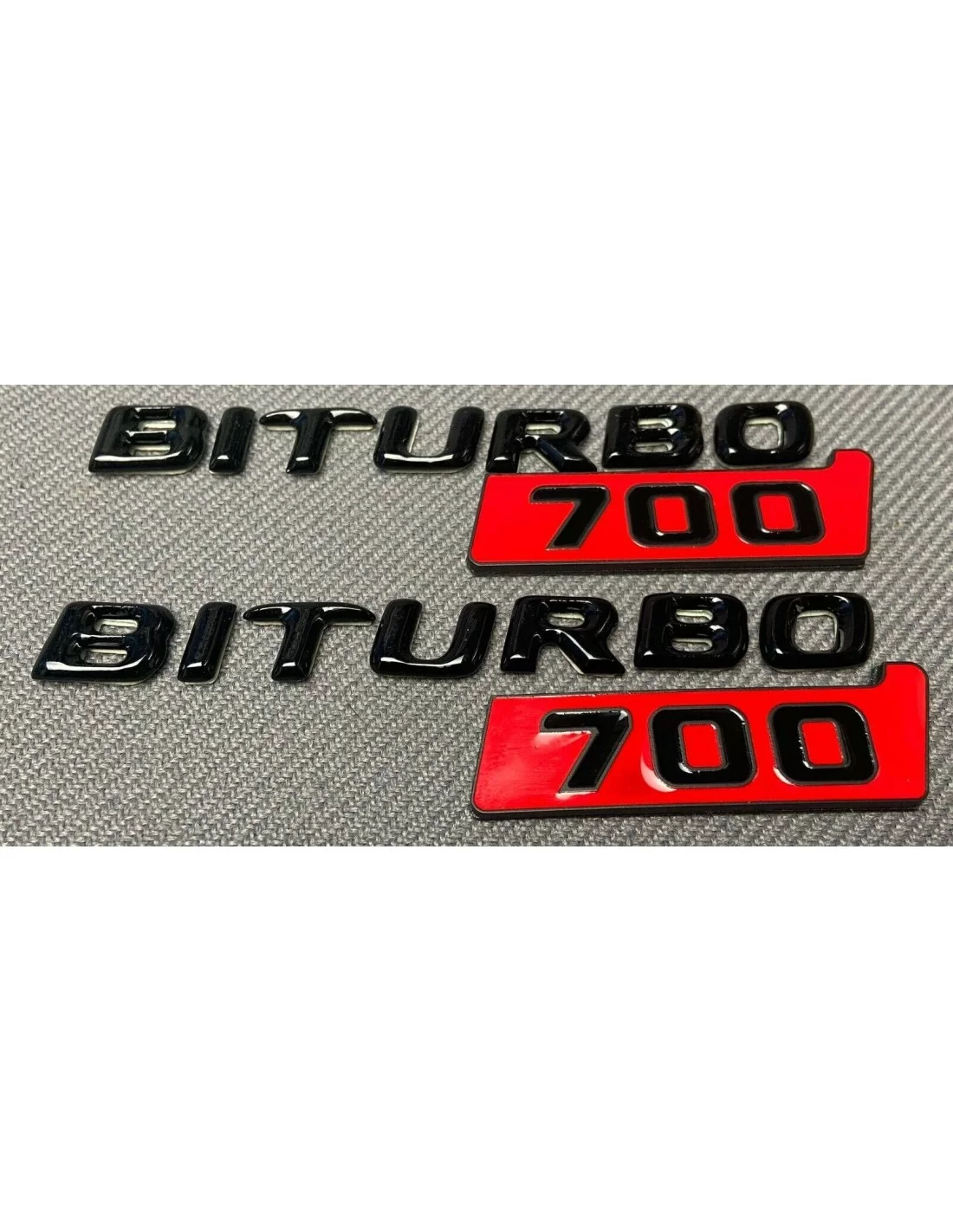  - logo & Emblems - Plaque latérale Brabus BITURBO 700 métallisée avec logo pour voitures Mercedes-Benz - 4 - Achetez le jeu de 