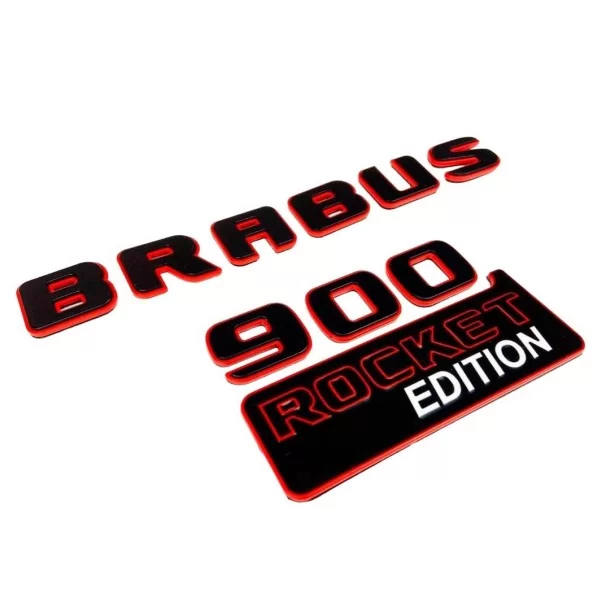  - logo & Emblems - Набір металевих червоних емблем у стилі Brabus 900 ROCKET для автомобілів Mercedes-Benz - 1 - Купуйте набір 