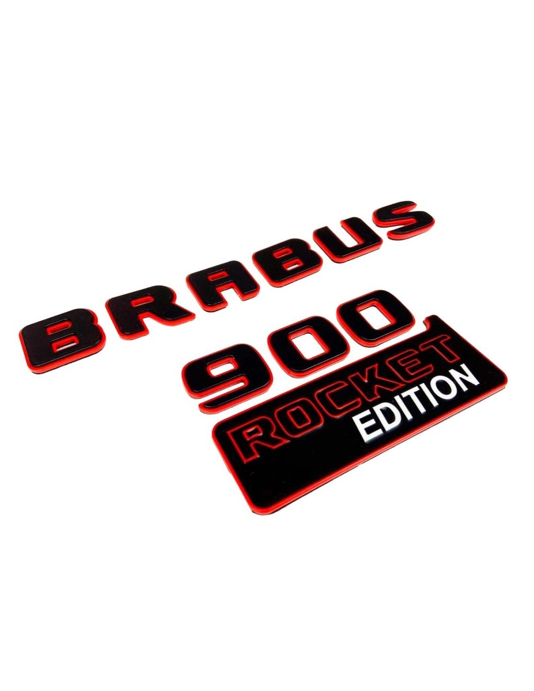  - logo & Emblems - Ensemble d'emblèmes Brabus 900 ROCKET rouge métallisé pour voitures Mercedes-Benz - 1 - Achetez l'ensemble d