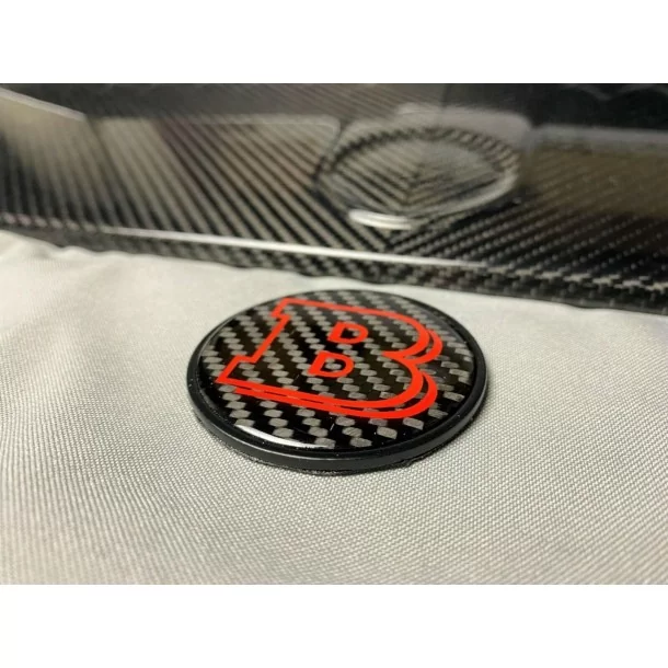  - logo & Emblems - Brabus Style 2-Komponenten-Schwarzmetallic mit Carbon-Plakette Logo-Emblem für Motorhaube von Mercedes-Benz 