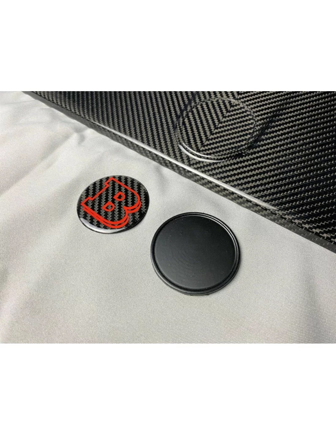  - logo & Emblems - Brabus Style 2-composants BLACK metallic with carbon badge logo emblem for hood scoop Mercedes-Benz cars - 8