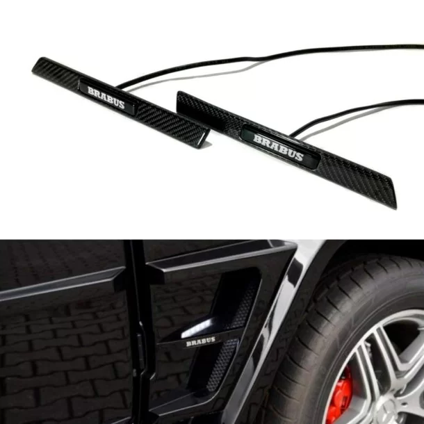  - Logos & Emblems - カーボンファイバー製ブラバスワイドスタースタイルLEDエンブレム フェンダー挿入用 メルセデス・ベンツ W463 W463A W464 - 1 - Logos & Emblems カーボンファイバー製ブラバスワイド