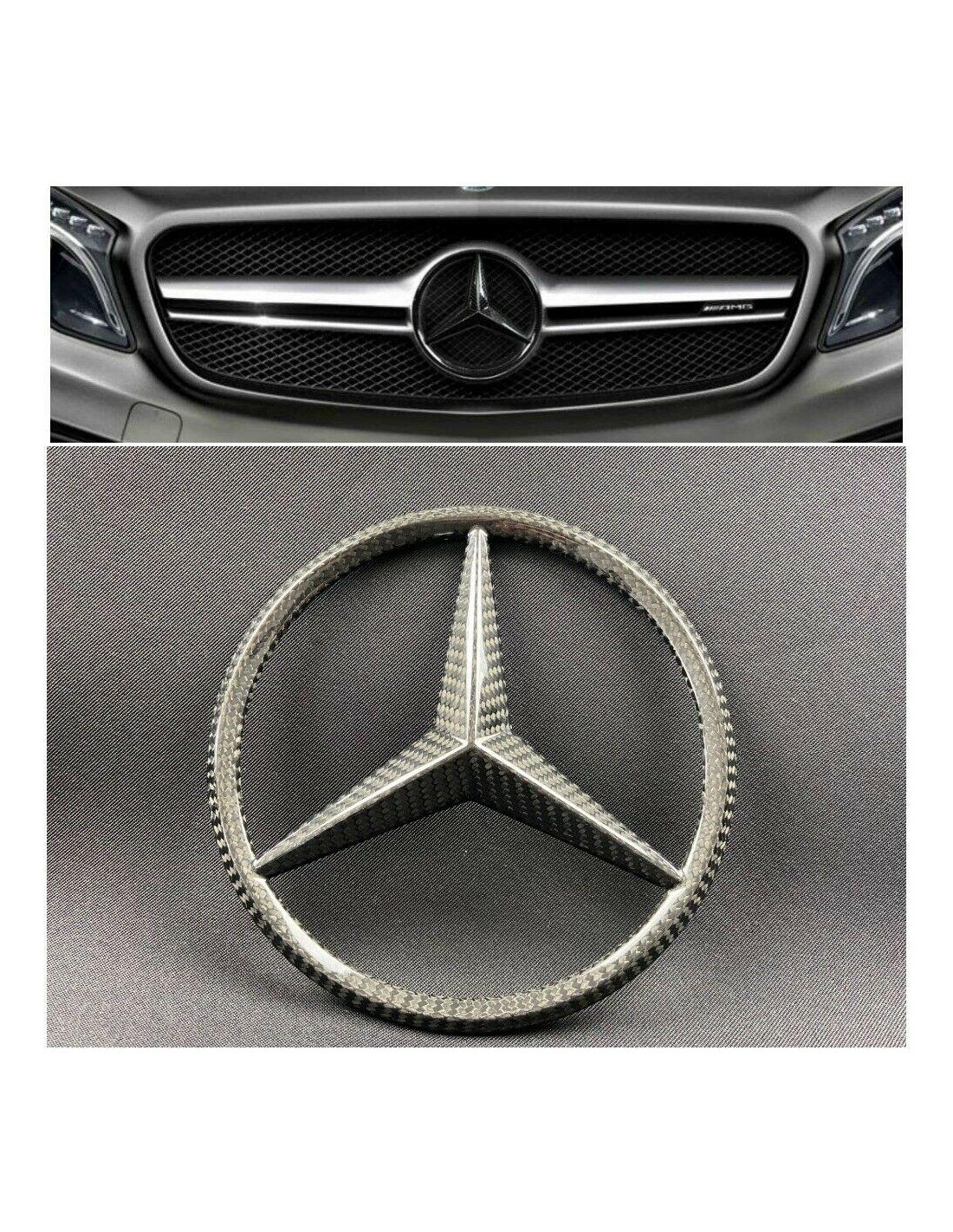  - logo & Emblems - Przednia kratka z włókna węglowego w stylu gwiazdy z logo emblematu do samochodów Mercedes-Benz - 1 - Kup em