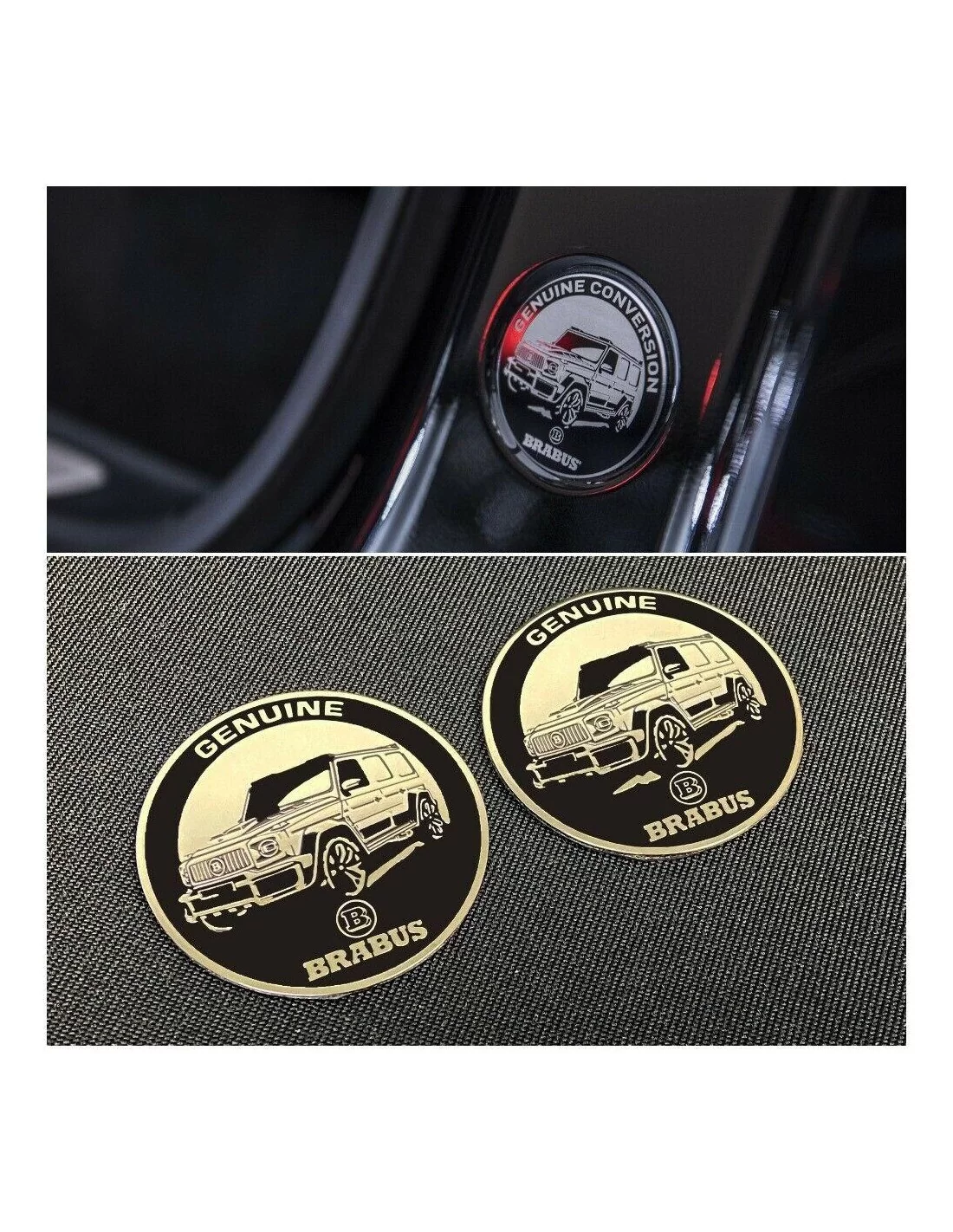  - Logos & Emblems - Metallisk Brabus-stil äkta logotyp för innerstolpar Mercedes-Benz W463A W464 G-Klass - 1 - Köp Metallic Bra