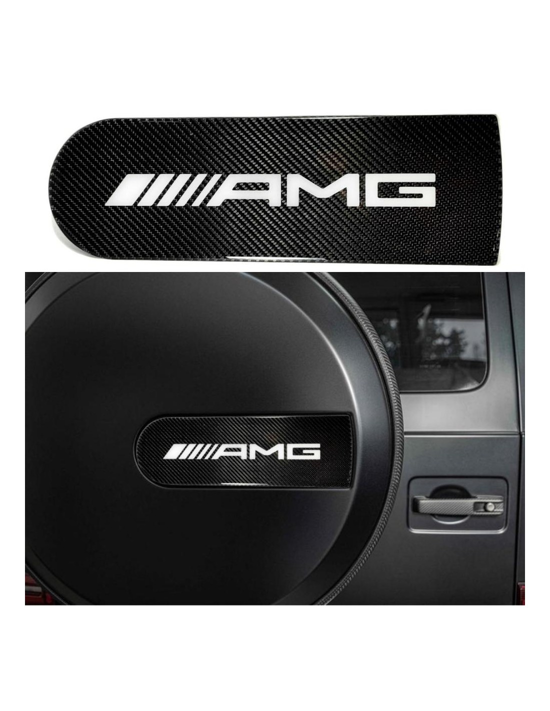  - logo & Emblems - pour Mercedes G-Wagon W463 W463A G63 G500 Enjoliveurs de roue de secours Carbone Emblème Badge - 1 - Achetez