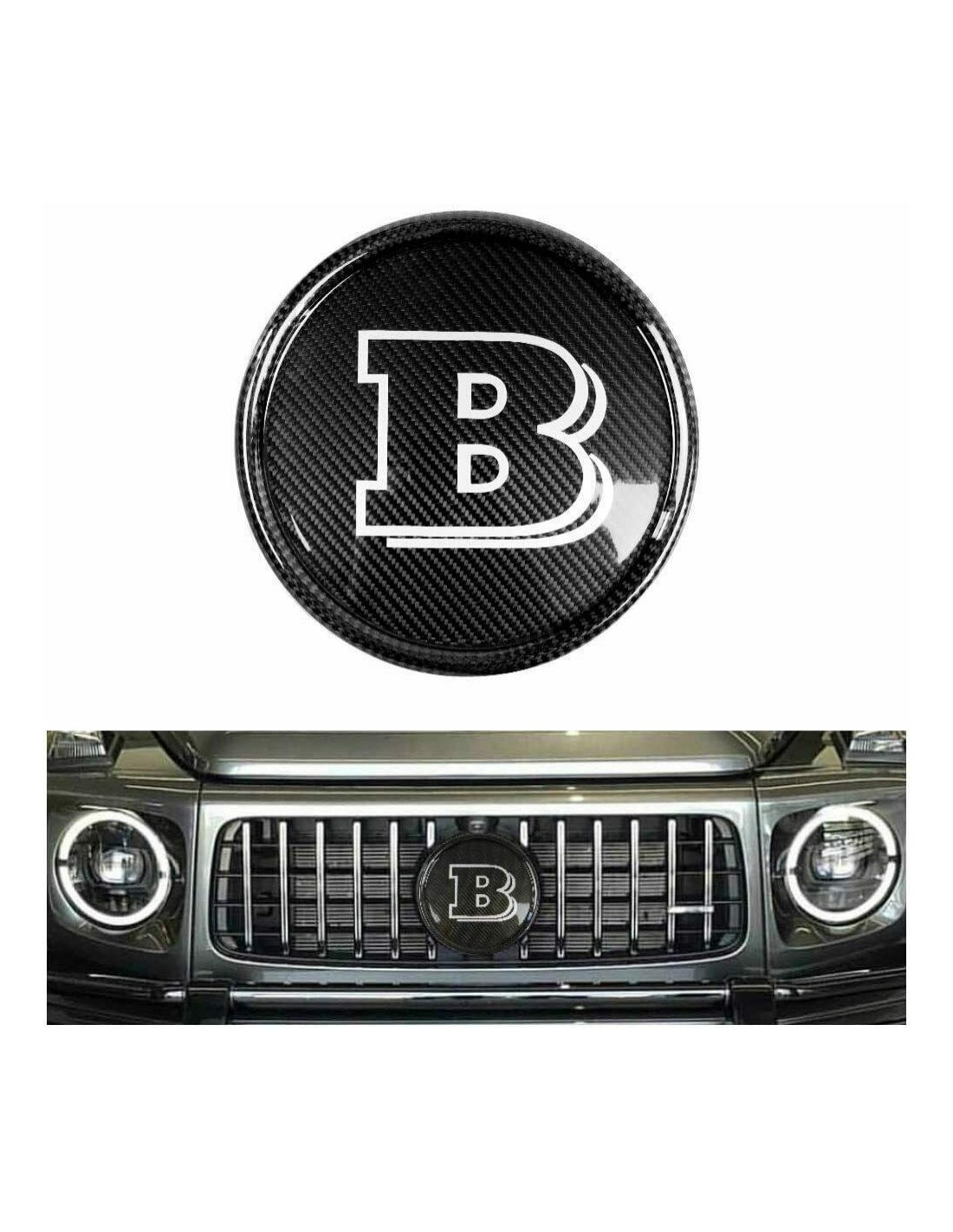  - logo & Emblems - Fibra di carbonio Brabus stile grigio griglia anteriore logo badge per Mercedes-Benz W463A W464 - 1 - Acquis