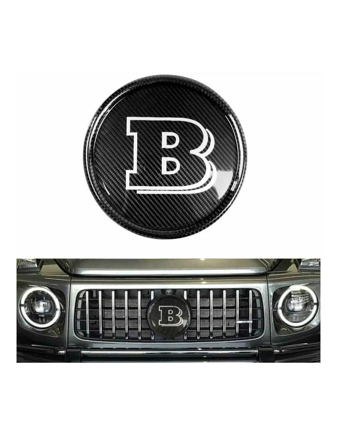  - logo & Emblems - Fibra di carbonio Brabus stile grigio griglia anteriore logo badge per Mercedes-Benz W463A W464 - 1 - Acquis