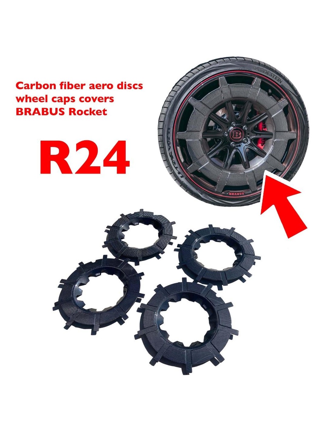 Jantes en fibre de carbone R24 Rocket style pour Mercedes Benz G W463A W464 4pcs Mercedes Benz, G Class W463A, Zawieszenie i koł