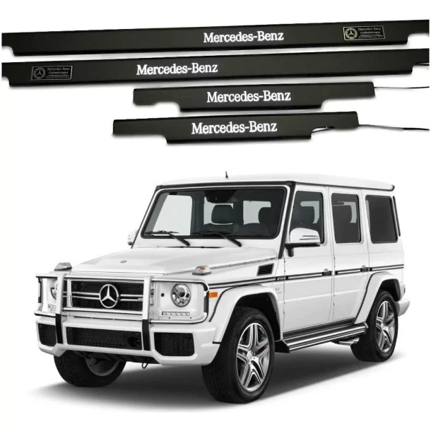 - Mercedes Benz - Metallic schwarz matt LED beleuchtete Einstiegsleisten für Mercedes-Benz G W463 - 1 - Metallic schwarz matt L