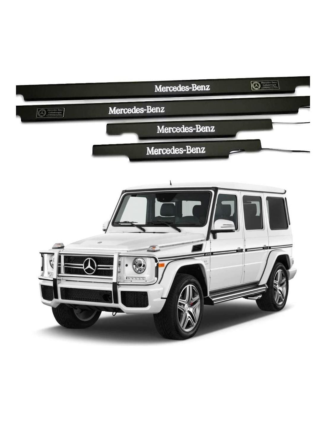 - Mercedes Benz - Seuils de porte éclairés par LED en noir métallique pour Mercedes-Benz G W463 - 1 - Achetez des seuils de por  - Mercedes Benz - Seuils de porte éclairés par LED en noir métallique pour Mercedes-Benz G W463 - 1 - Achetez des seuils de por