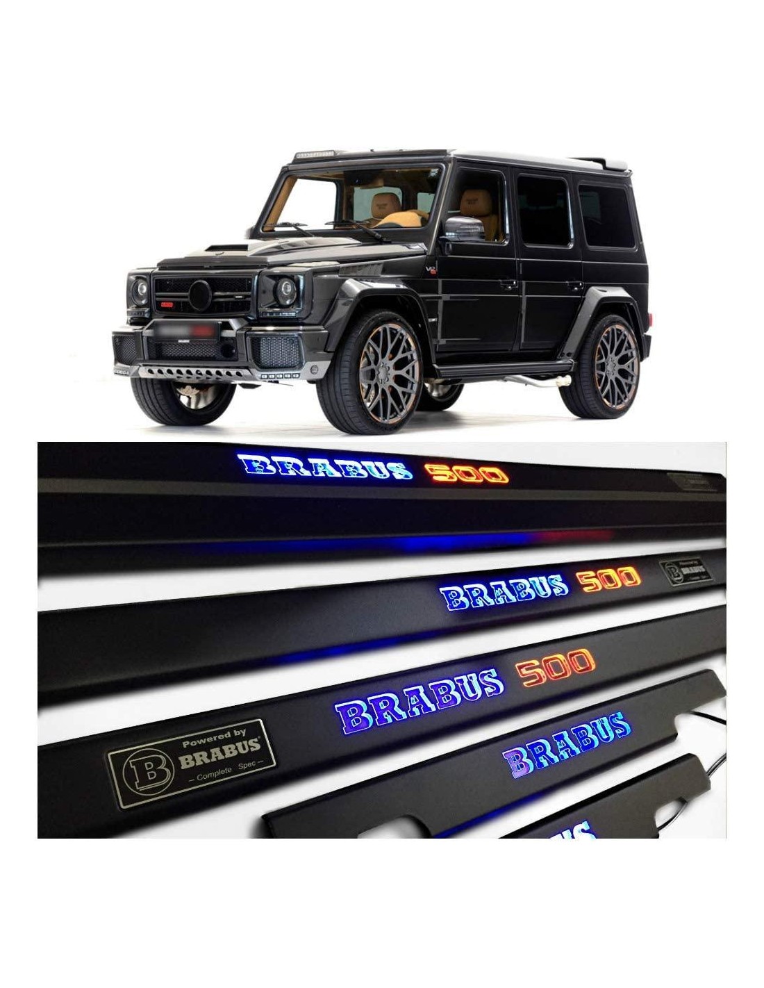 - Mercedes-Benz - 用于梅赛德斯-奔驰 W463 的 Metallic Brabus 500 LED 发光门踏板 - 1 - 在 Tuneverse 购买适用于梅赛德斯-奔驰 W463 的金属色 Brabus 500 LED 照明门踏板！
