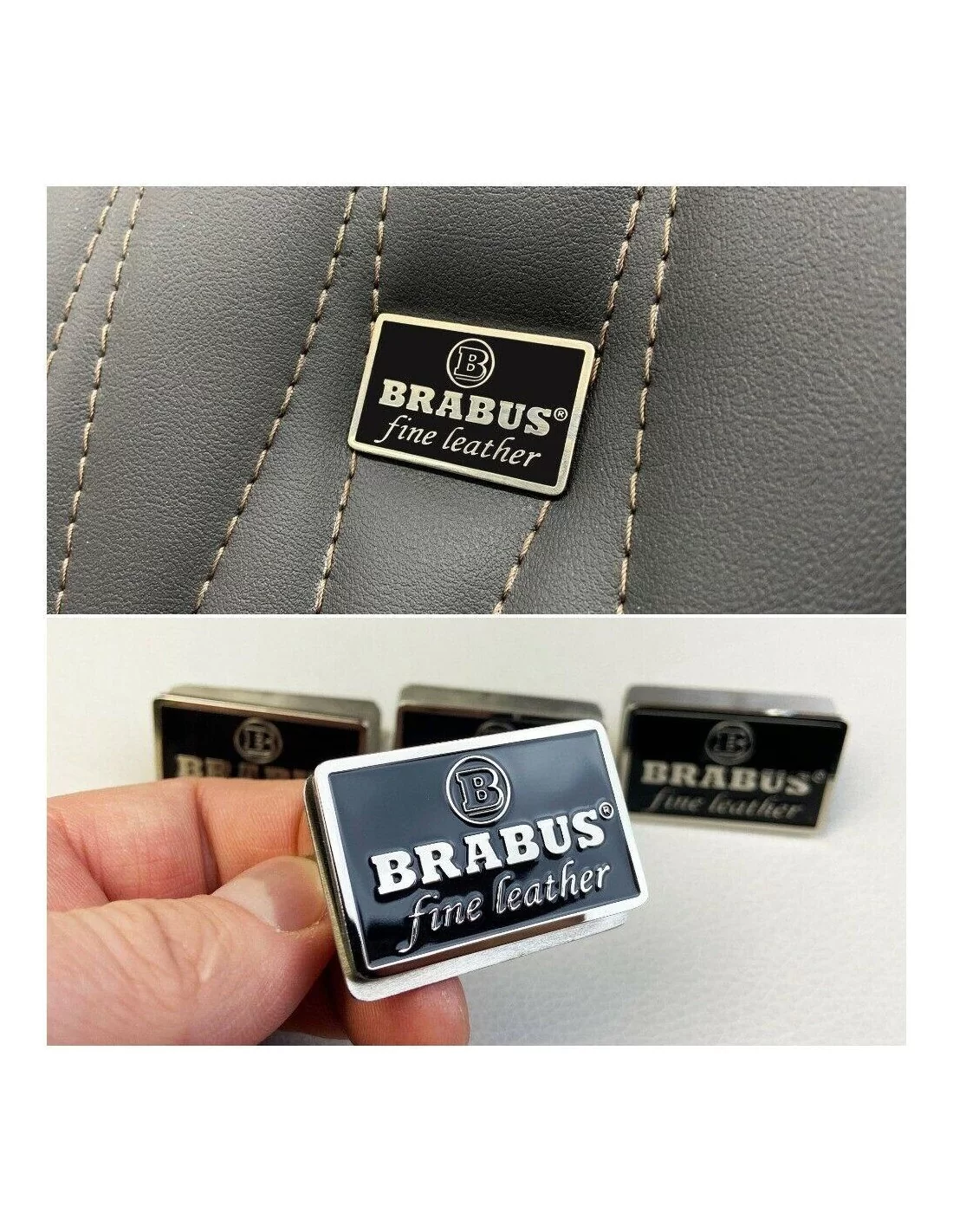- logo & Emblems - Set di emblemi e loghi per sedili neri Brabus Fine Leather metallizzati per Mercedes-Benz Classe G W463 - 1   - logo & Emblems - Set di emblemi e loghi per sedili neri Brabus Fine Leather metallizzati per Mercedes-Benz Classe G W463 - 1