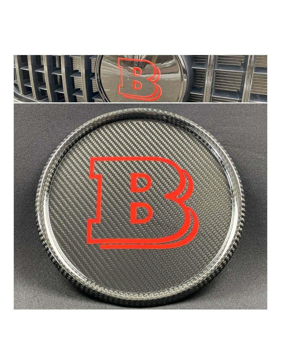  - Logos & Emblems - Koolstofvezel Brabus grille badge voor Mercedes-Benz G-Wagon G-Klasse W463a W464 - 1 - Koop de Carbon Fiber