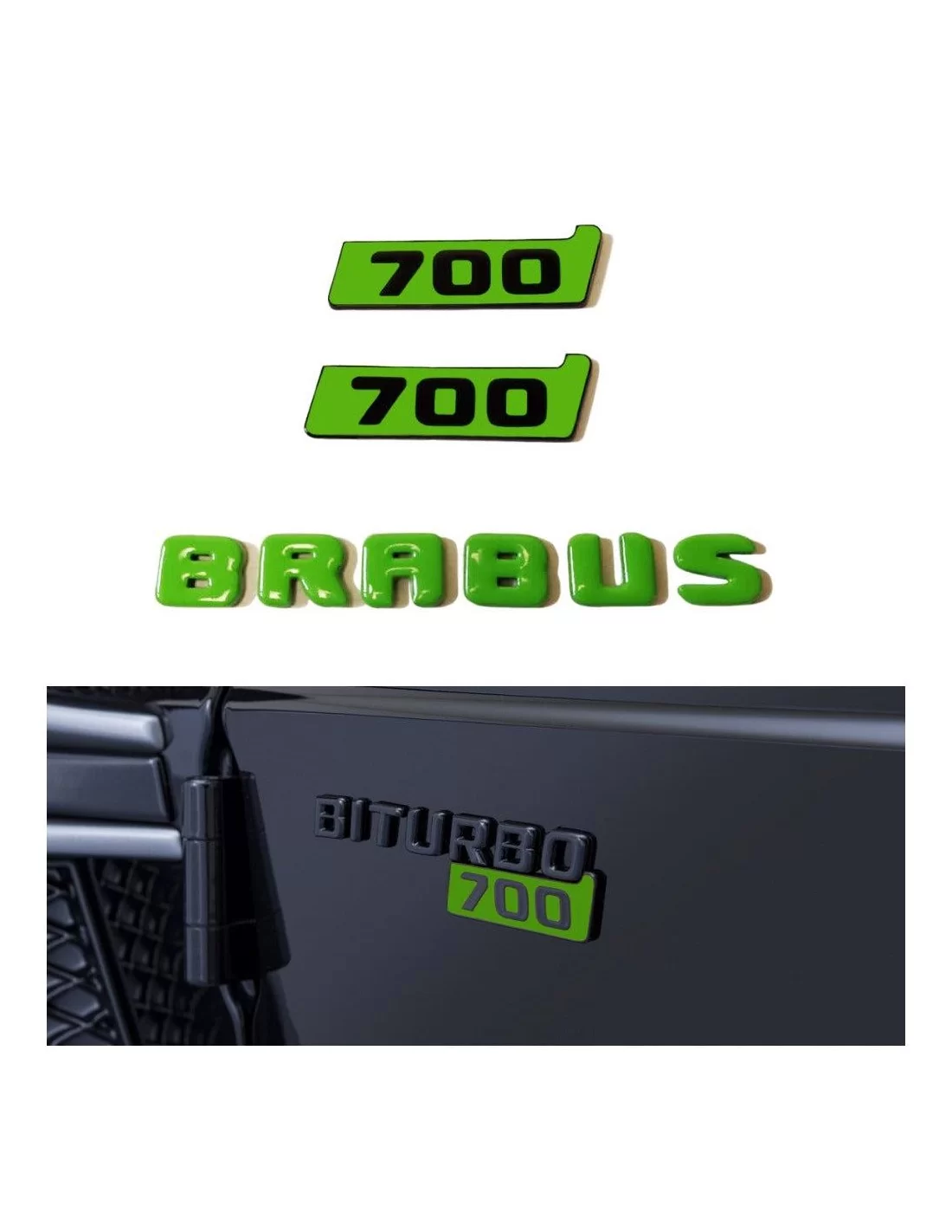 - Logos & Emblems - Metallic Brabus Biturbo 700 green fenders emblem logo badges for Mercedes-Benz W463A W464 G-Class - 1 - Buy - Logos & Emblems - Metallic Brabus Biturbo 700 green fenders emblem logo badges for Mercedes-Benz W463A W464 G-Class - 1 - Buy