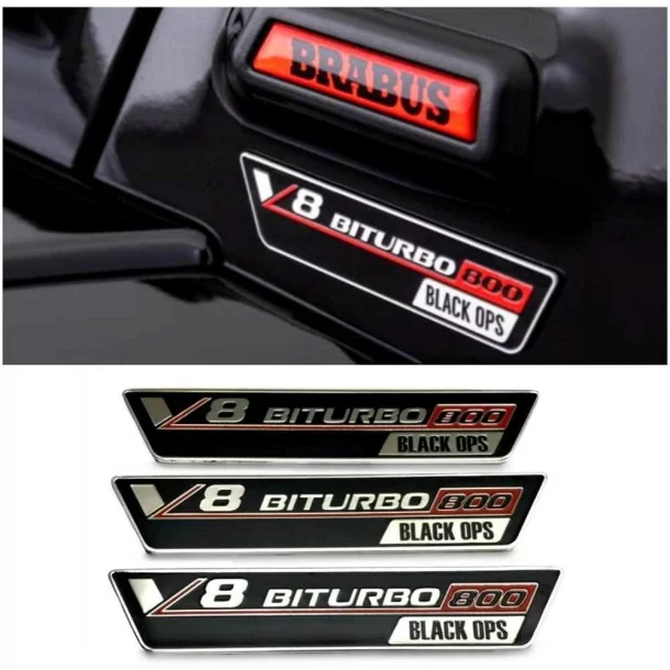  - logo & Emblems - Metallic Brabus V8 Biturbo 800 Schwarz OPS Plaketten für Mercedes-Benz W463A W464 G-Klasse - 1 - Kaufen Sie 
