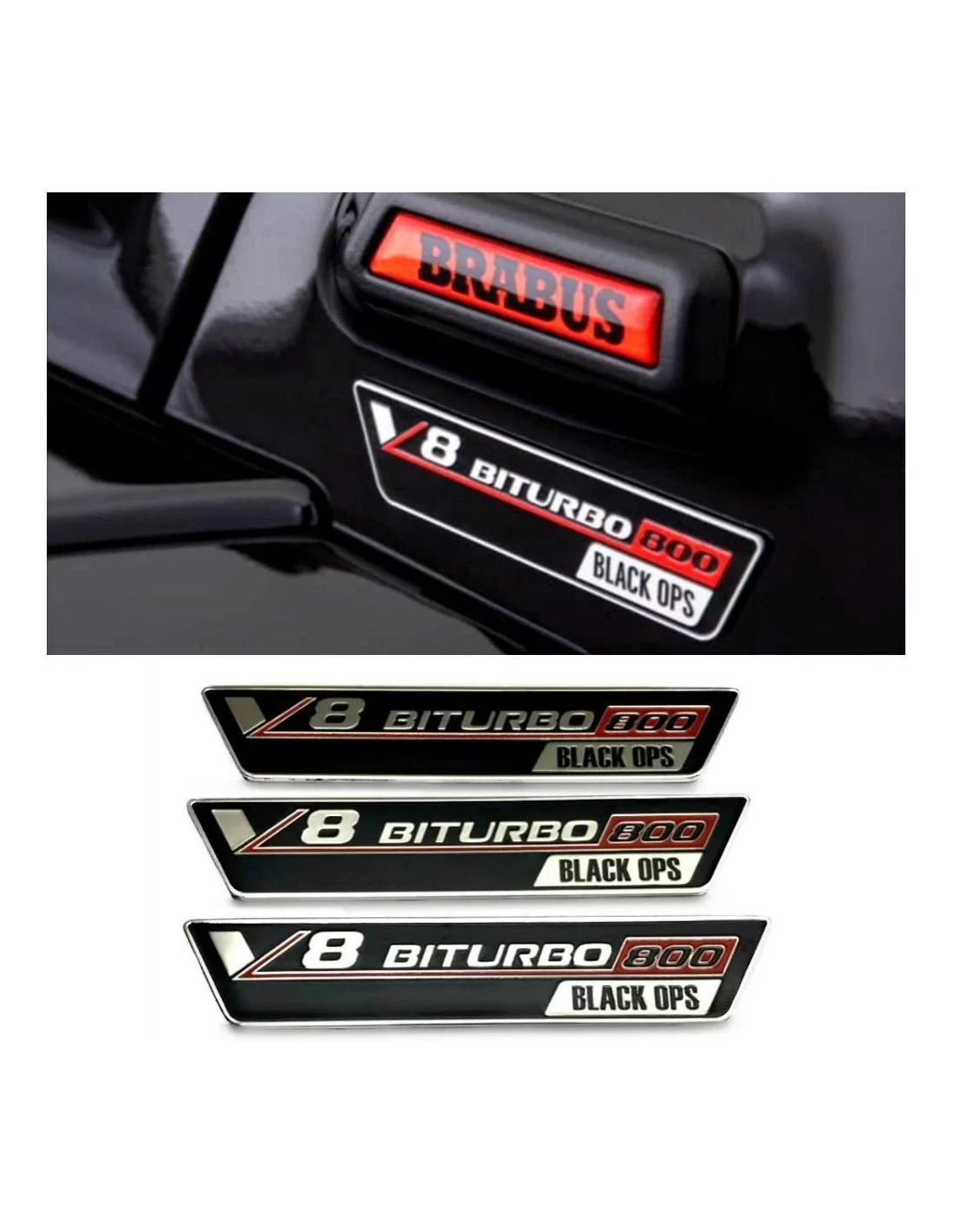  - logo & Emblems - Stemmi Brabus V8 Biturbo 800 Black OPS metallizzati per Mercedes-Benz Classe G W463A W464 - 1 - Acquista gli