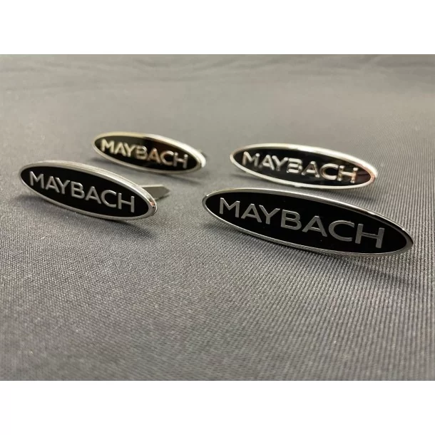  - Logos & Emblems - Mercedes S222 W222 S63 S600 S65 Maybach Metallic Zwart Chroom Glanzend Zetels Badges Emblemen - 1 - Koop S2
