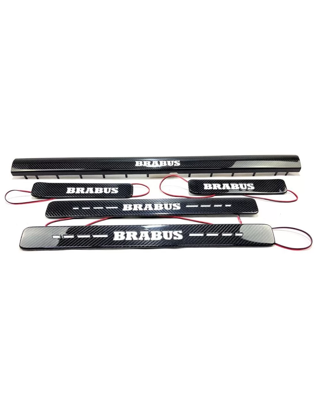  - Mercedes-Benz - Peitoris de porta Brabus iluminados com LEDs em fibra de carbono 5 peças para Mercedes-Benz W463A W464 Classe