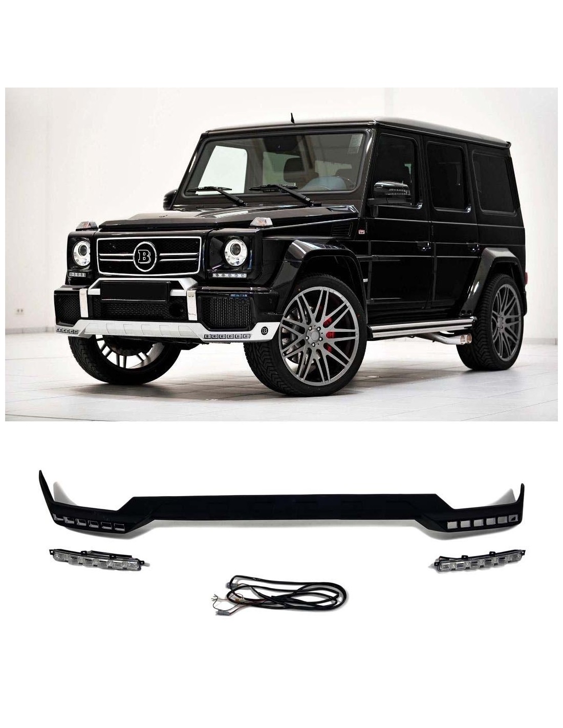  - Mercedes-Benz - Glasfiber främre AMG stötfångare läpp spoiler med 6 LED för Mercedes-Benz G-Klass W463 - 1 - Köp främre AMG s