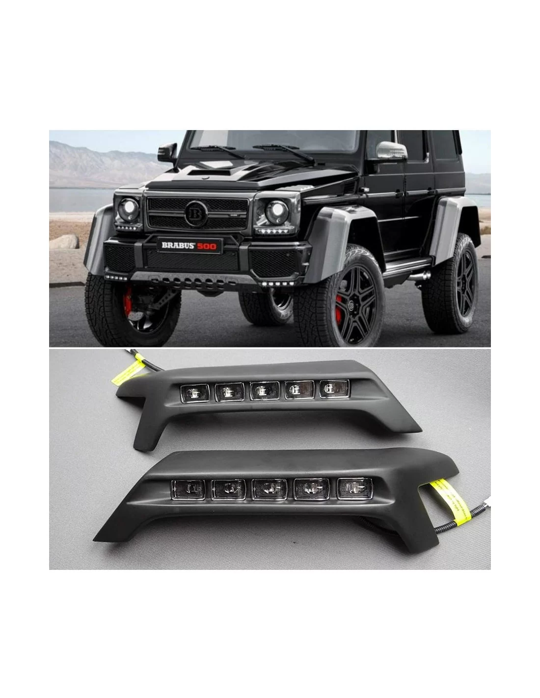  - Mercedes-Benz - 用于梅赛德斯-奔驰 W463 4x4 G-Wagon 的带 LED 的玻璃纤维 Brabus 前唇扰流板 - 1 - 时尚的玻璃纤维 Brabus 前唇扰流板（带 LED），为您的奔驰 W463 4x4 增色不少。立即