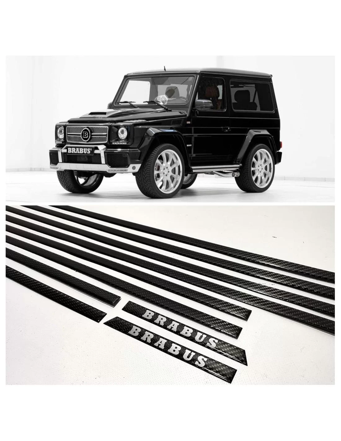 - Mercedes Benz - Inserciones de molduras laterales de fibra de carbono AMG Brabus para Mercedes-Benz Clase G W463 de 3 puertas - Mercedes Benz - Inserciones de molduras laterales de fibra de carbono AMG Brabus para Mercedes-Benz Clase G W463 de 3 puertas