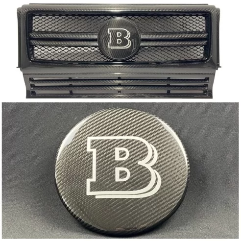  - G-Class w463 - Carbon fiber front grille grey badge emblem logo Brabus for Mercedes-Benz G-Wagon G-Class W463 - 1 - Carbon fi
