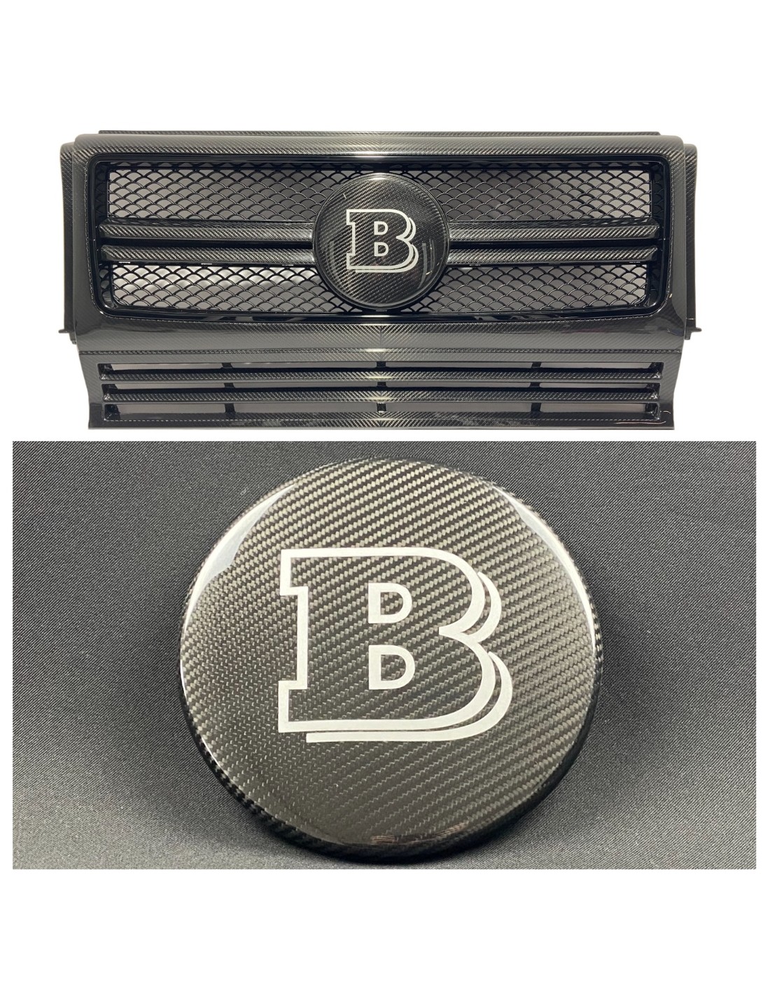 - logo & Emblems - Карбонова решітка радіатора сірого кольору з емблемою Brabus для Mercedes-Benz G-Wagon G-Class W463 - 1 - Пр  - logo & Emblems - Карбонова решітка радіатора сірого кольору з емблемою Brabus для Mercedes-Benz G-Wagon G-Class W463 - 1 - Пр