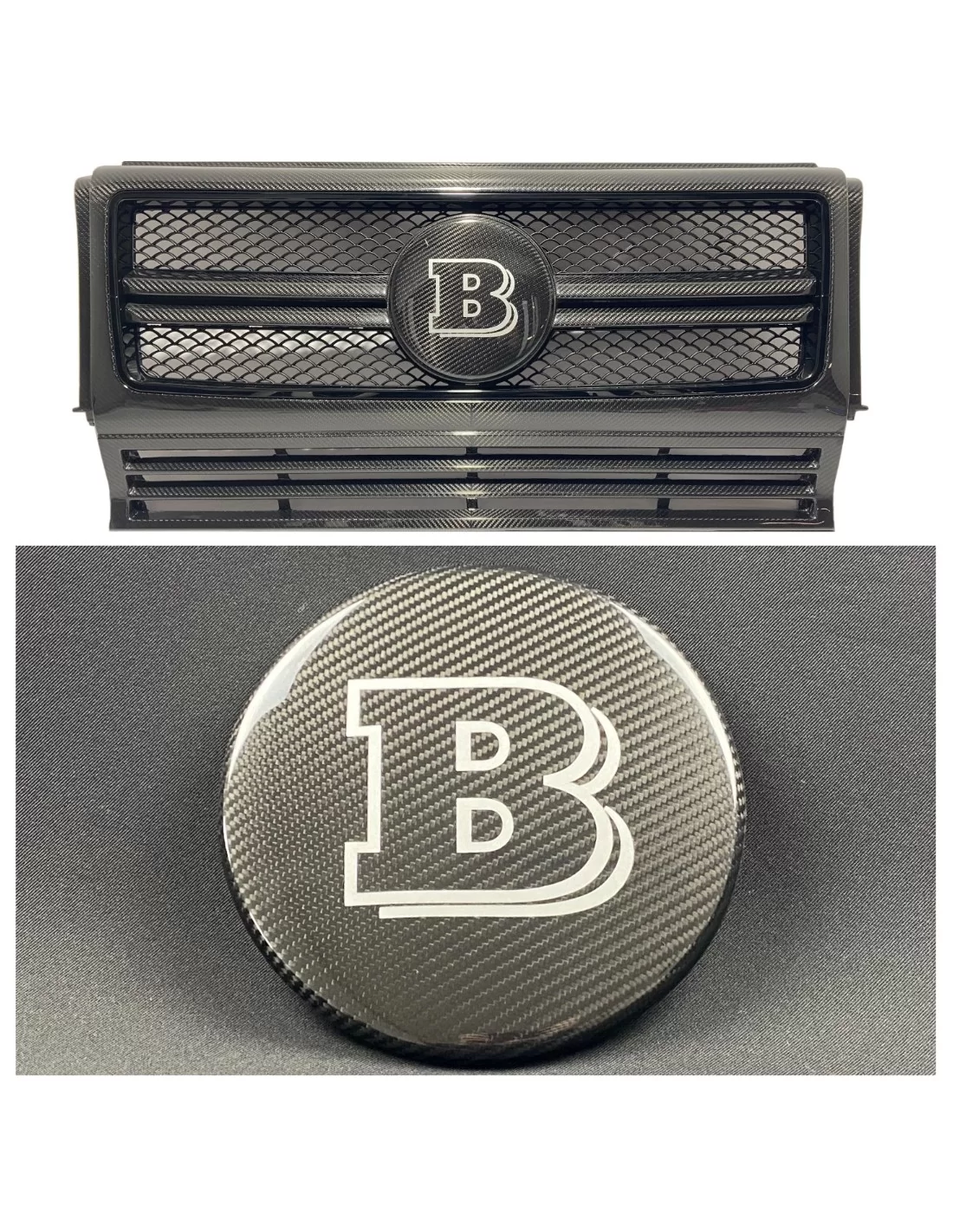  - logo & Emblems - Grille de calandre en fibre de carbone logo Brabus pour Mercedes-Benz G-Wagon Classe G W463 - 1 - Achetez le