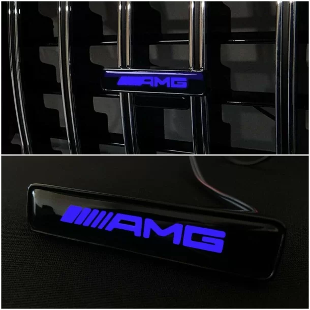  - logo & Emblems - Kratka AMG LED z niebieskim emblematem logo dla Mercedesa W463 G Wagon - 1 - Ulepsz swój Mercedes-Benz W463 