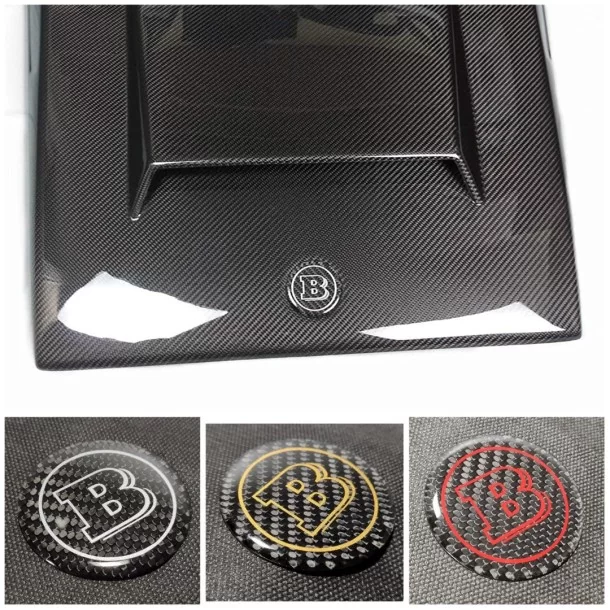  - Logos & Emblems - Сarbon fiber Brabus badge embleem logo 53mm voor Mercedes W463 G Wagon - 1 - Verfraai uw Mercedes W463 G Wa