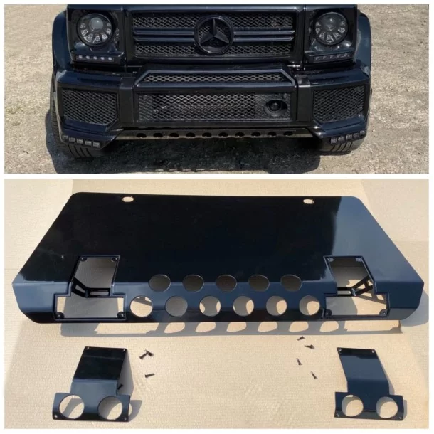  - Mercedes-Benz - 用于梅赛德斯-奔驰 W463 G 级轿车的不锈钢黑前防滑板 - 1 - 使用我们光滑的黑色不锈钢前防撞板保护您的梅赛德斯-奔驰 W463 G 级轿车！轻松提升耐用性和时尚感！⏳✌️