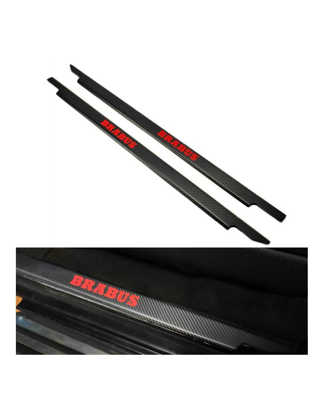  - Mercedes-Benz - Peitoris de porta Brabus em fibra de carbono 2 peças para Mercedes-Benz W463 Classe G de 3 portas vermelho - 